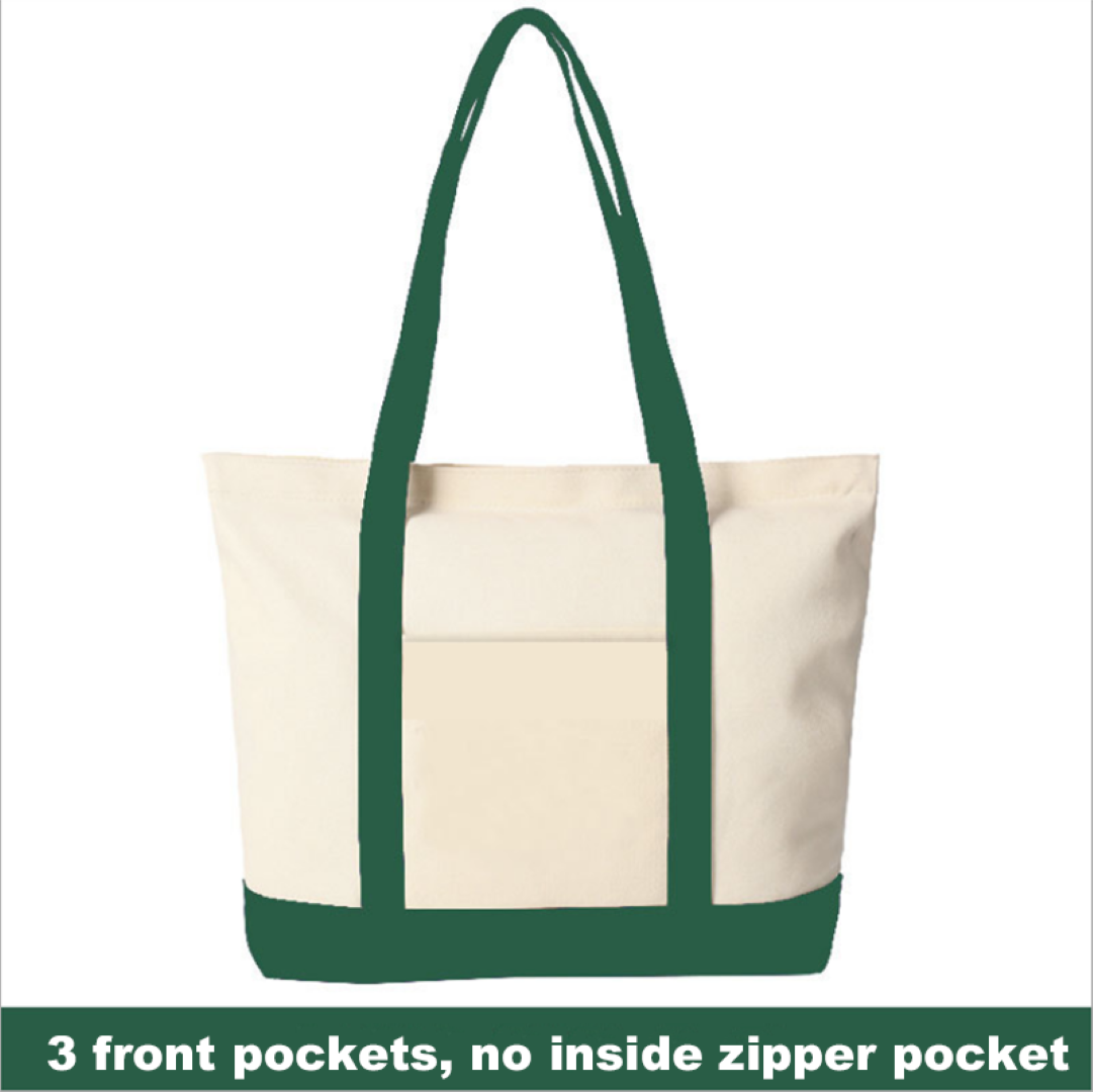 Top Zippered Canvas Striped Beach Bag 6