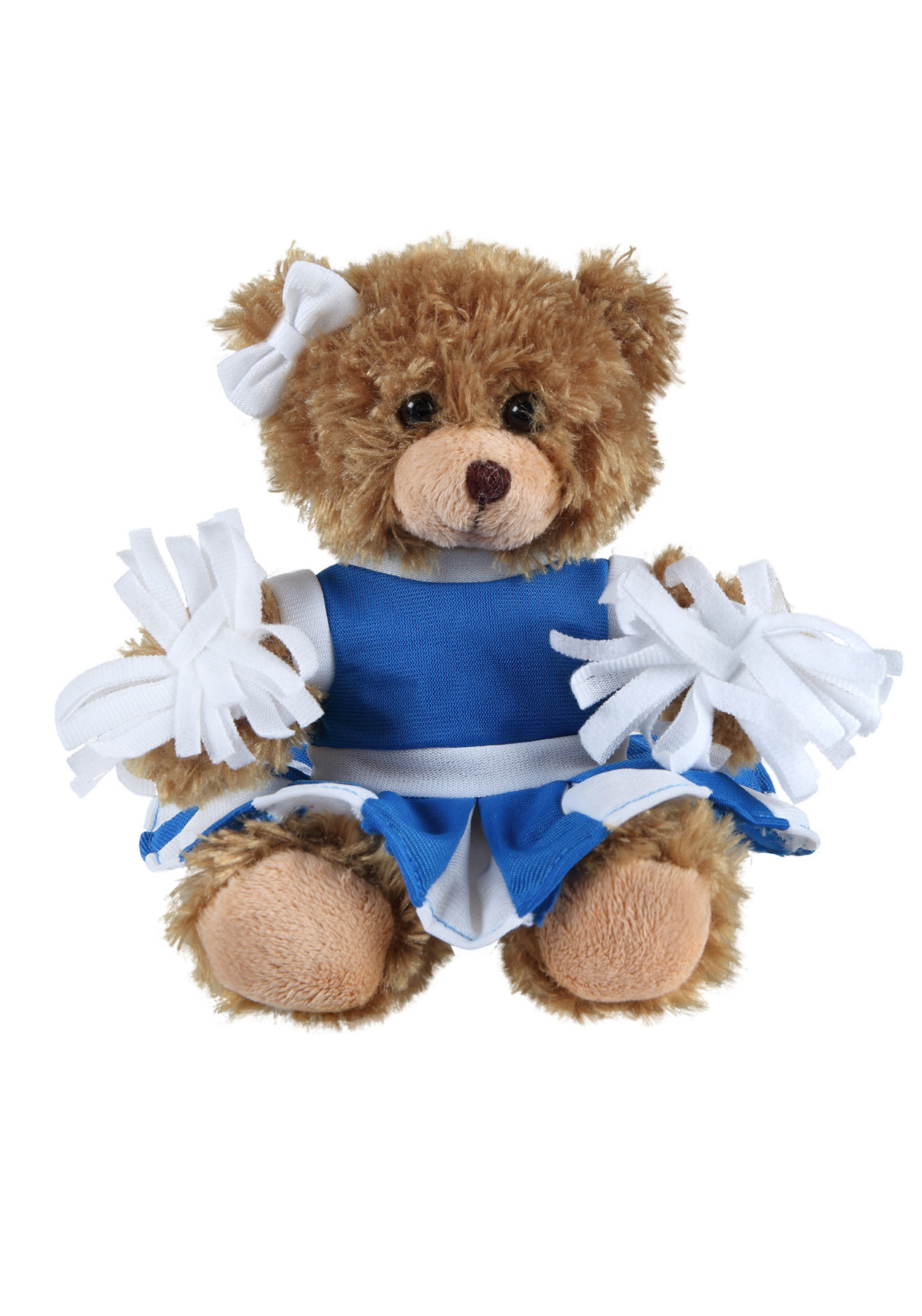 soft plush Mocha Curly Sitting Bear with cheerleader outfit 2