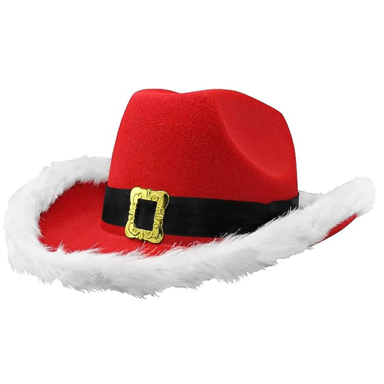 Santa Claus Christmas Hat With White Light Fur Trim 3