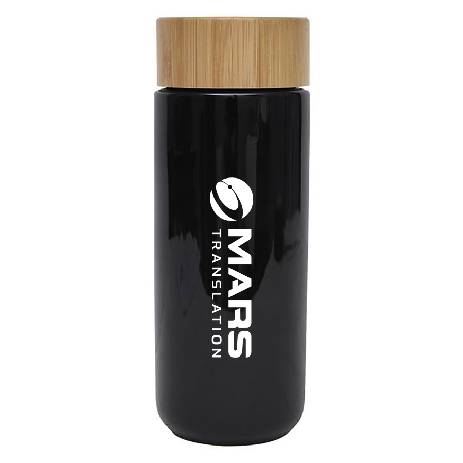Imari 10oz Double Wall Ceramic Mug With Bamboo Lid 16