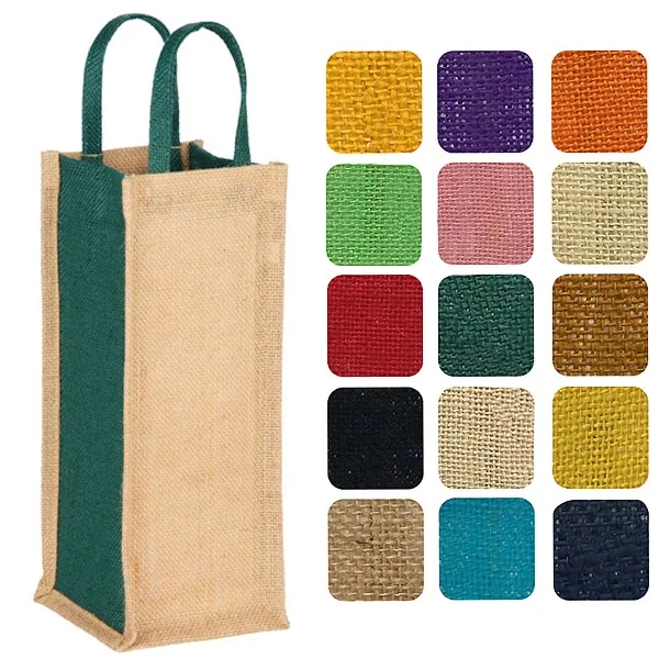 Jute Single Bottle Wine Tote, custom tote bag with logo imprint 4