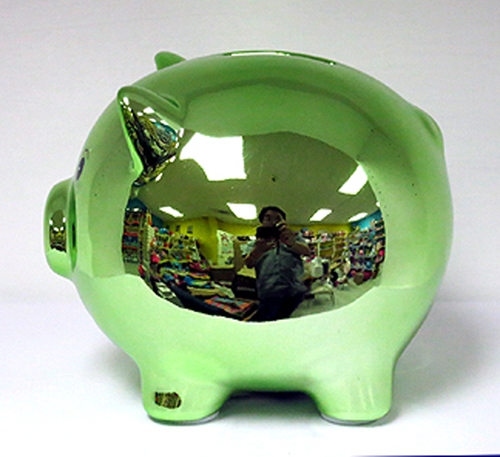 6" Green Metallic Plating Ceramic Piggy Bank 3
