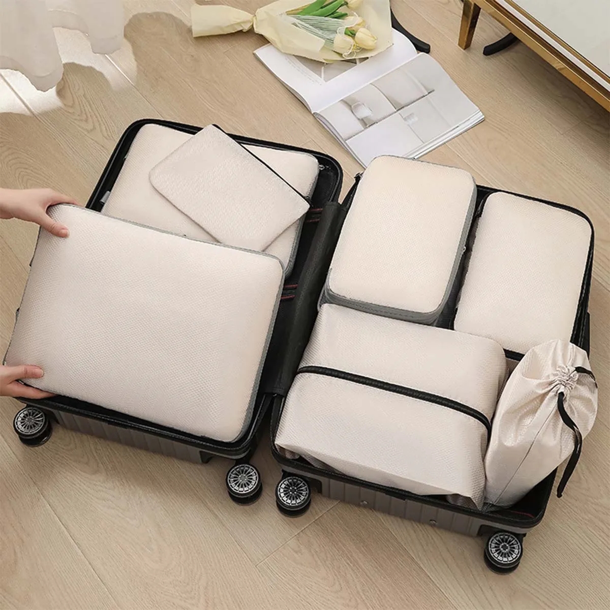 Stock 4 /5 /6 Set Travel Accessory Compression Packing Cubes 5
