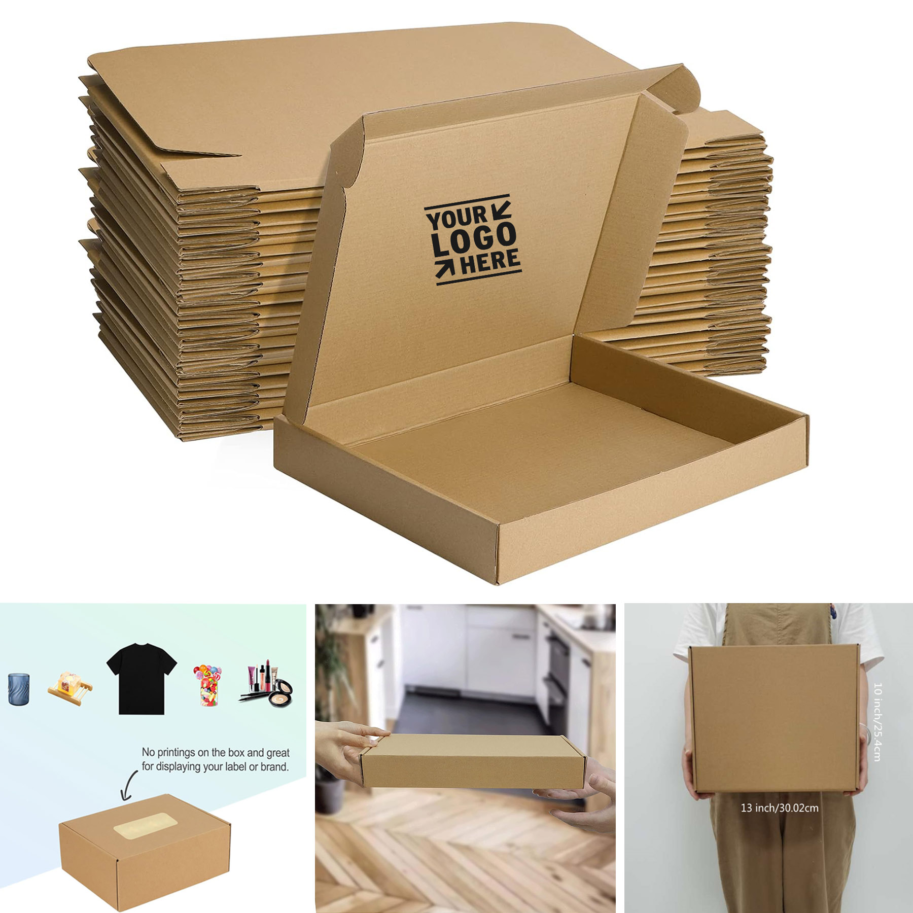 13x10x2 Inches Sturdy Small Shipping Corrugated Cardboard Box for Mailing Packing  2
