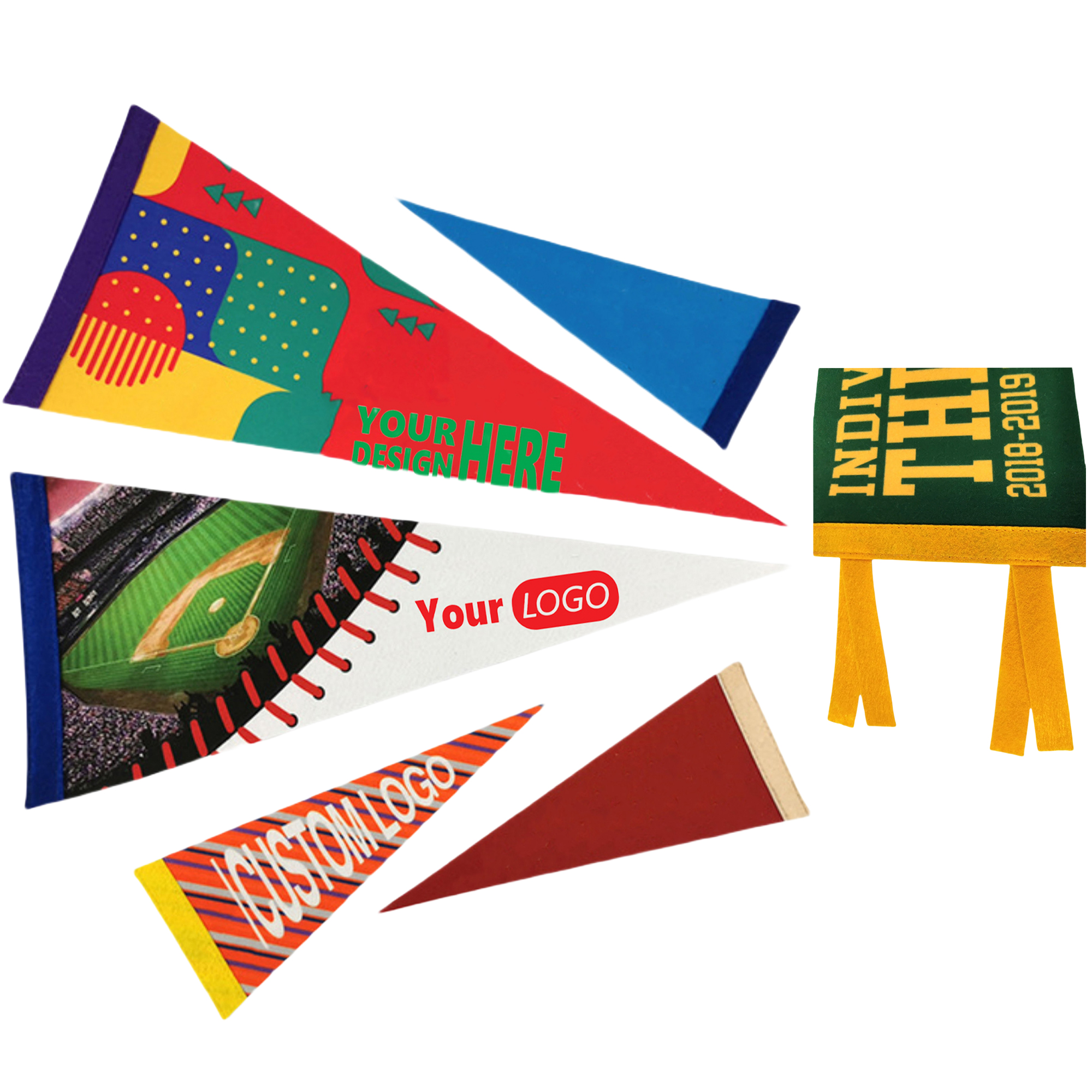 Triangle Felt Pennat Flags Custom Full Color MOQ20 1