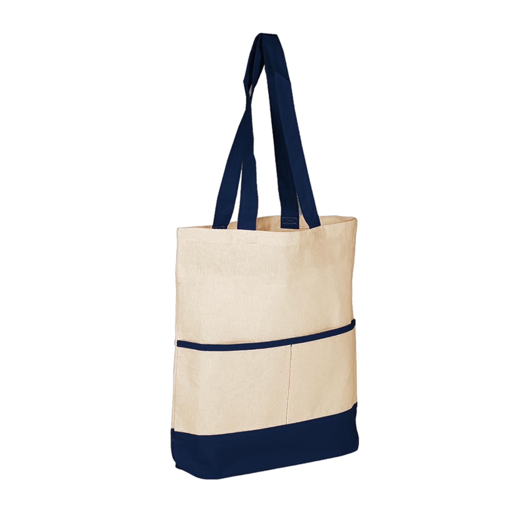 100% Cotton Canvas Tote bag w/Color Accent Pocket_R105BT 8