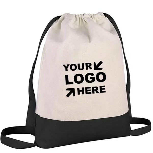 Two Tone 8 oz. Cotton Drawstring Backpack 7