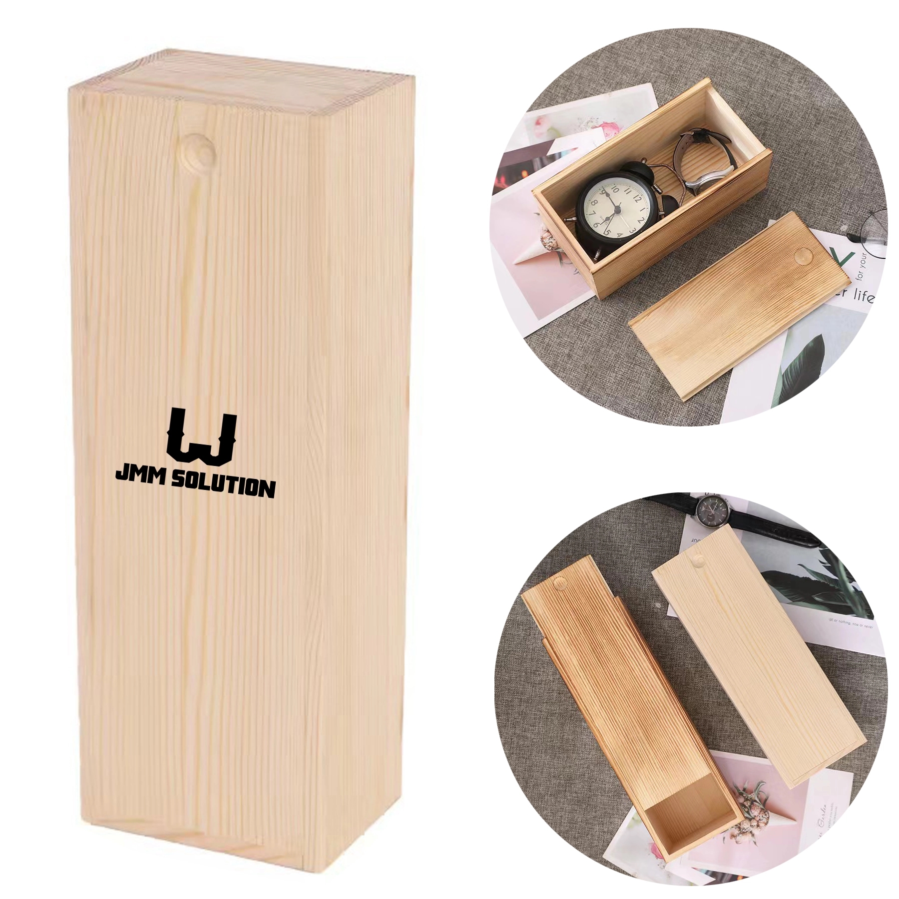 Vintage Wood Box With Slide Lid 1