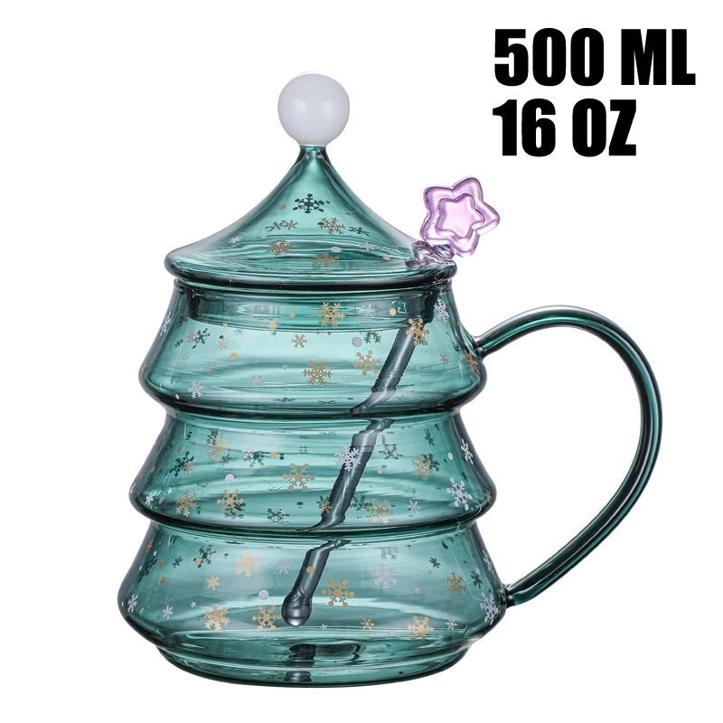 13/16 OZ. Glass Christmas Tree Tea Coffee Mug & Gift Cup 12