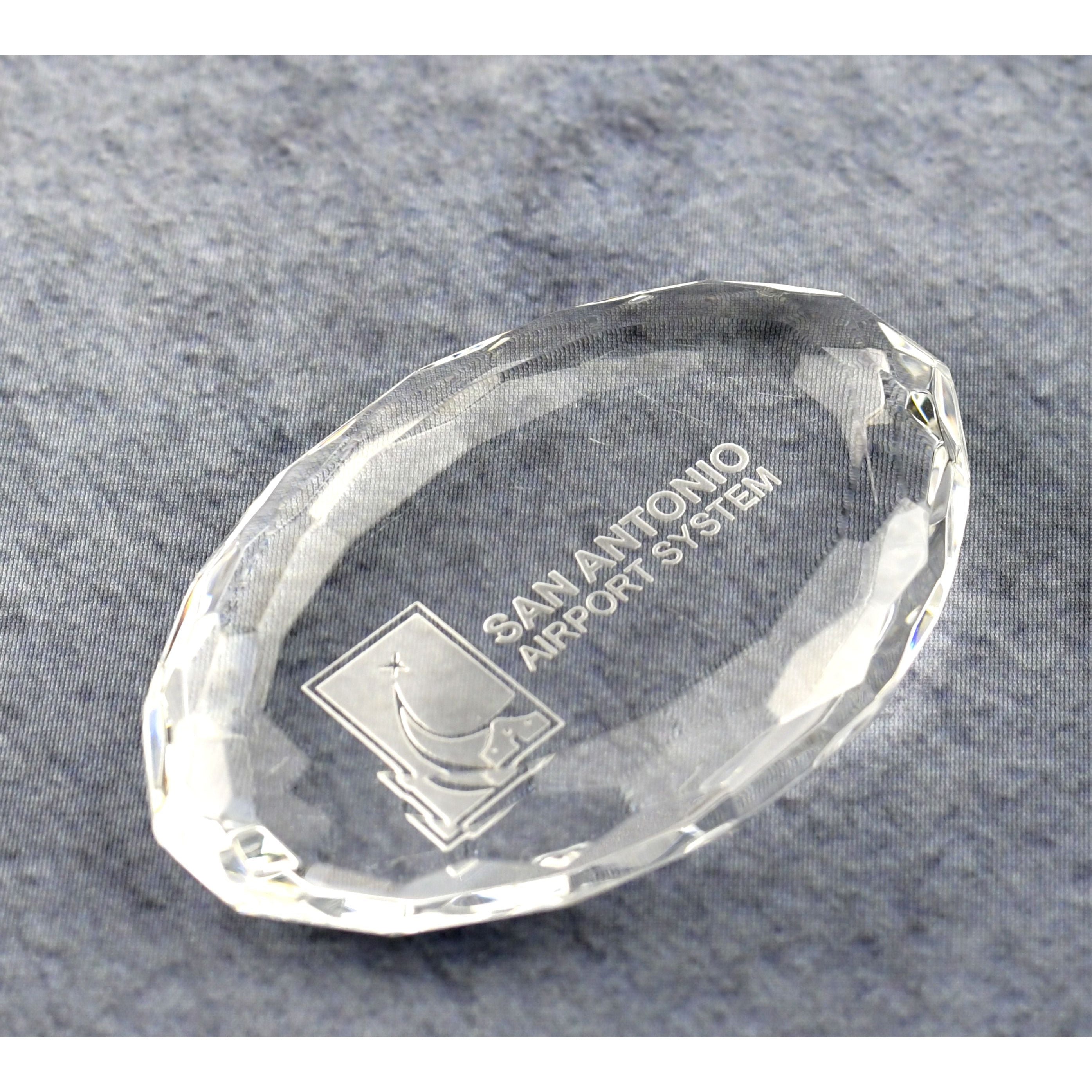 Crystal Oval Multi-Faceted Paperweight 3