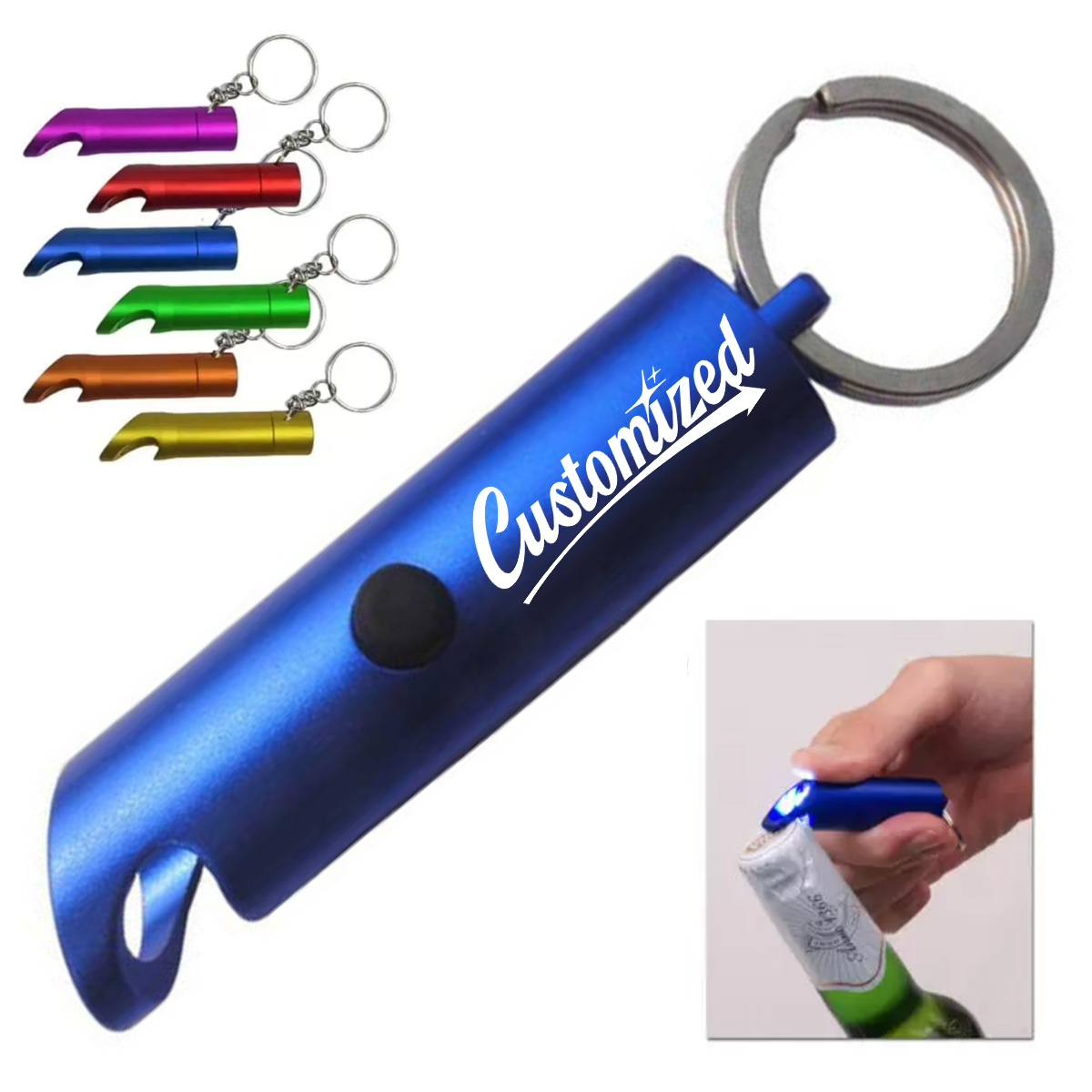 Aluminum LED Bottle Opener Keychain with Custom Logo 2