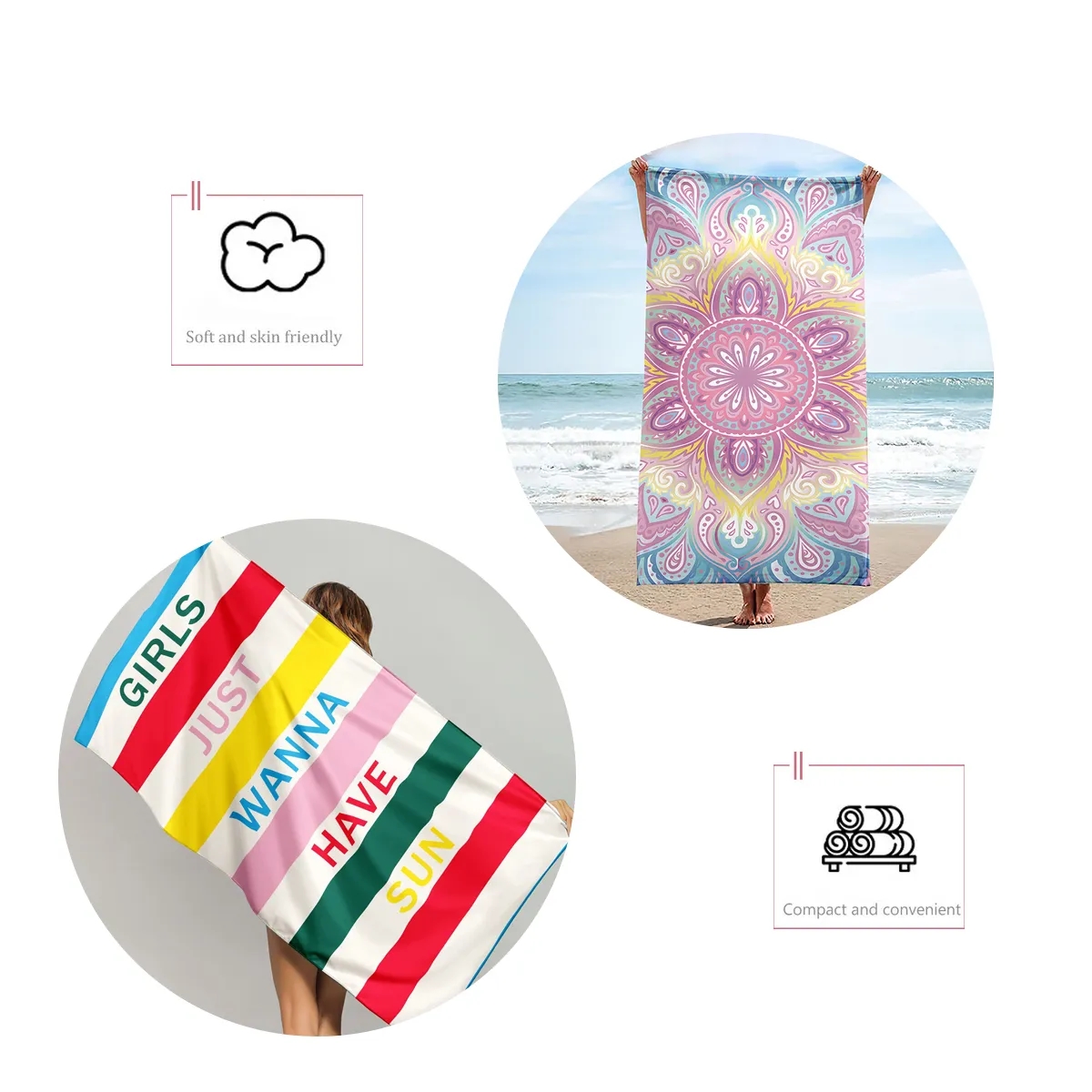 Custom Microfiber Beach Towel With Double Sided Print 4