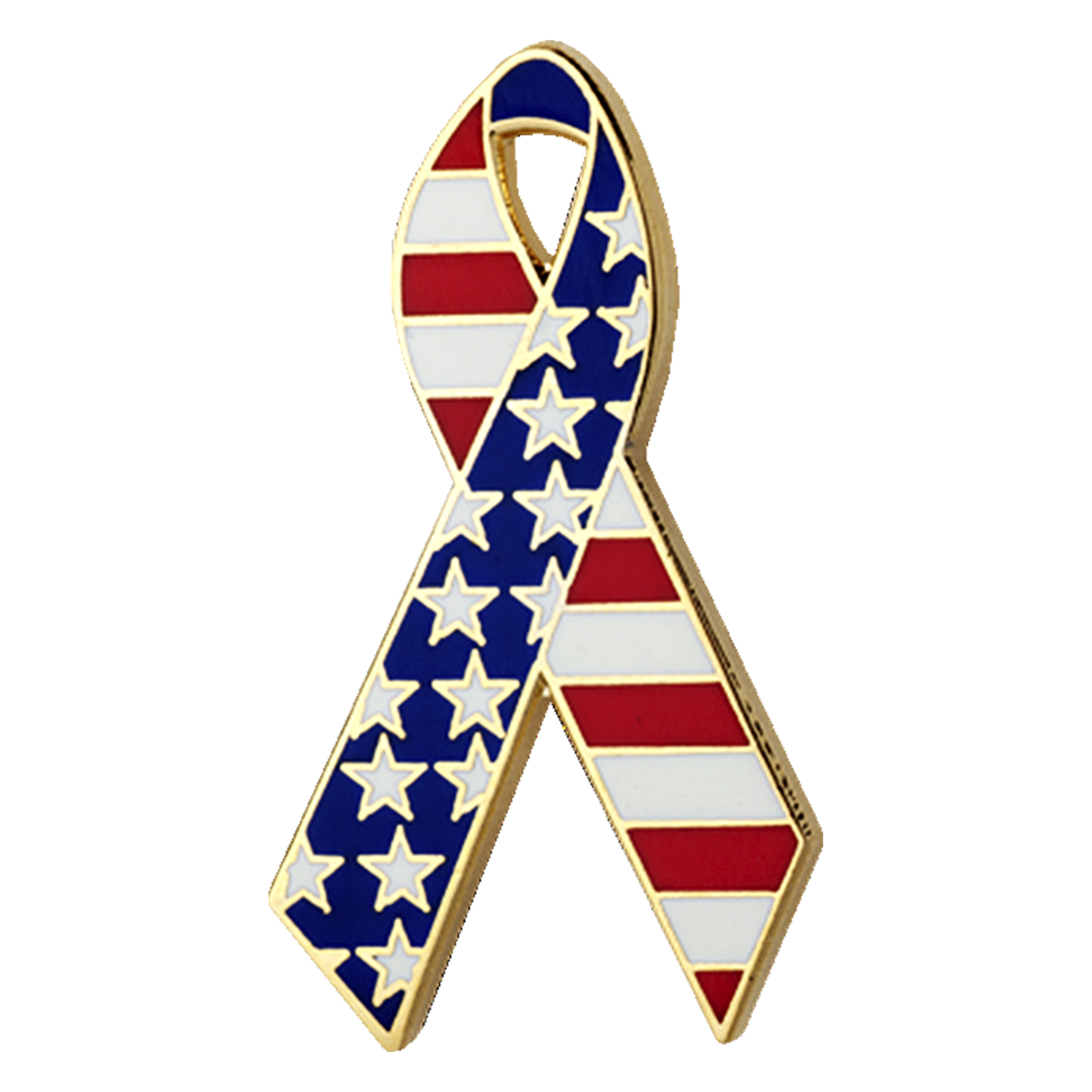 American Flag Ribbon Enamel Lapel Pin 1