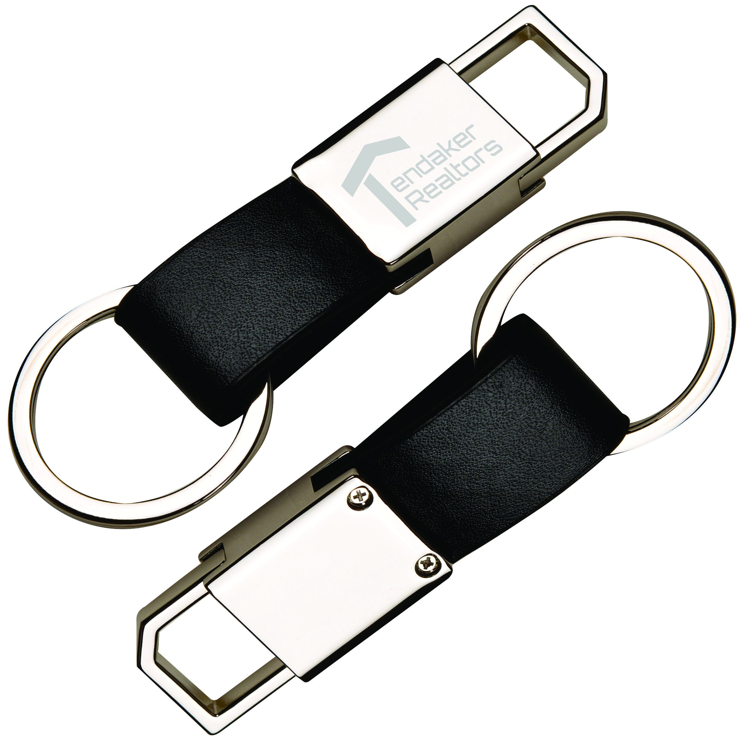 Black Leatherette Metal Clip-On Key Chain 2