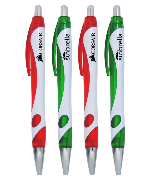 Union Printed "Stylish Designed" Clicker Pen w/ Silver Trim and Translucent Clip 1