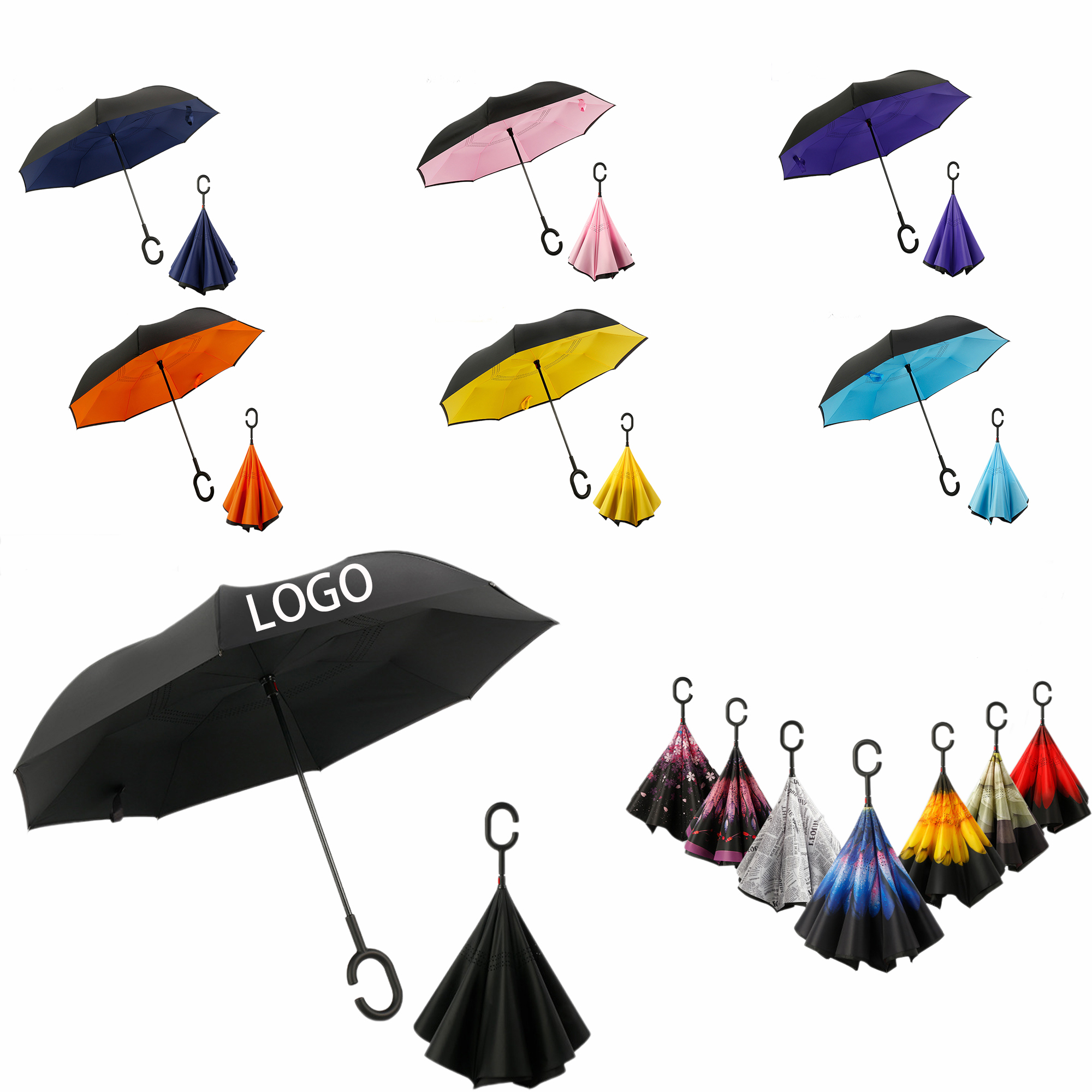 Windproof Inverted Reverse Umbrella MOQ 1pcs 2