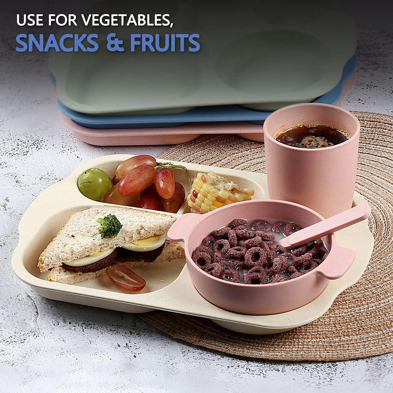 Reusable Wheat Straw Plate With 5 Compartments 3