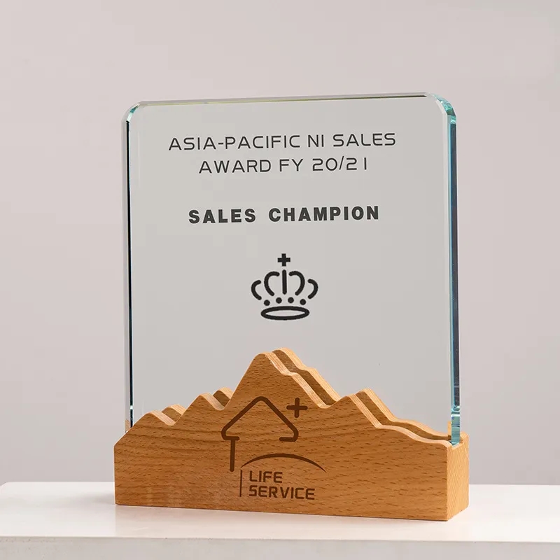 Square Crystal Awards with Wooden Base 5
