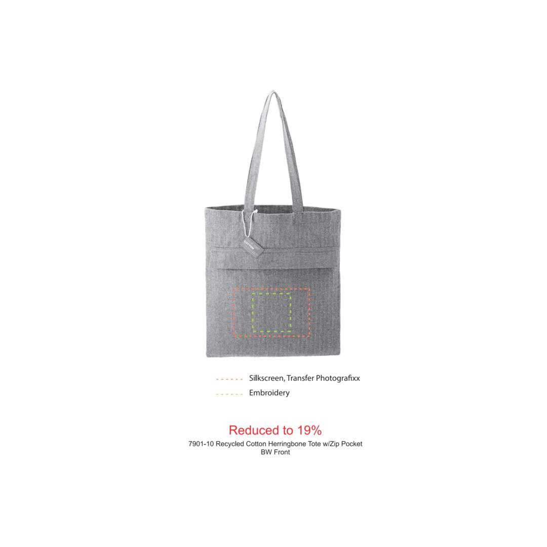Recycled Cotton Herringbone Tote w/Zip Pocket 60