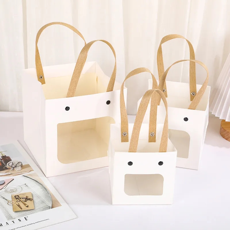 Kraft Paper Bags Gift Box with Window and Handle 5