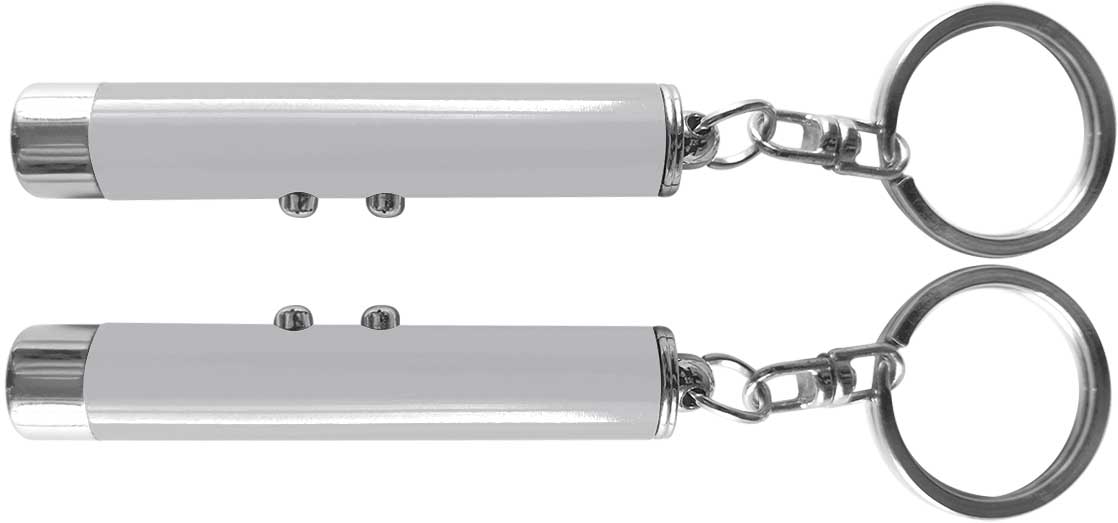 Dual function laser pointer and super bright LED flashlight with keychain. 3