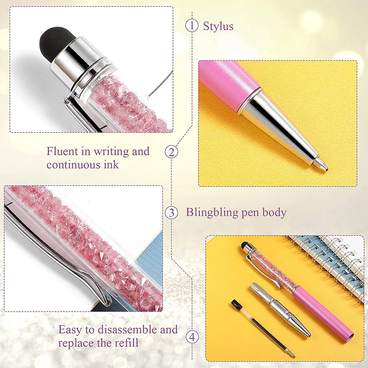 2-In-1 Slim Crystal Diamond Stylus Ballpoint Pen 1