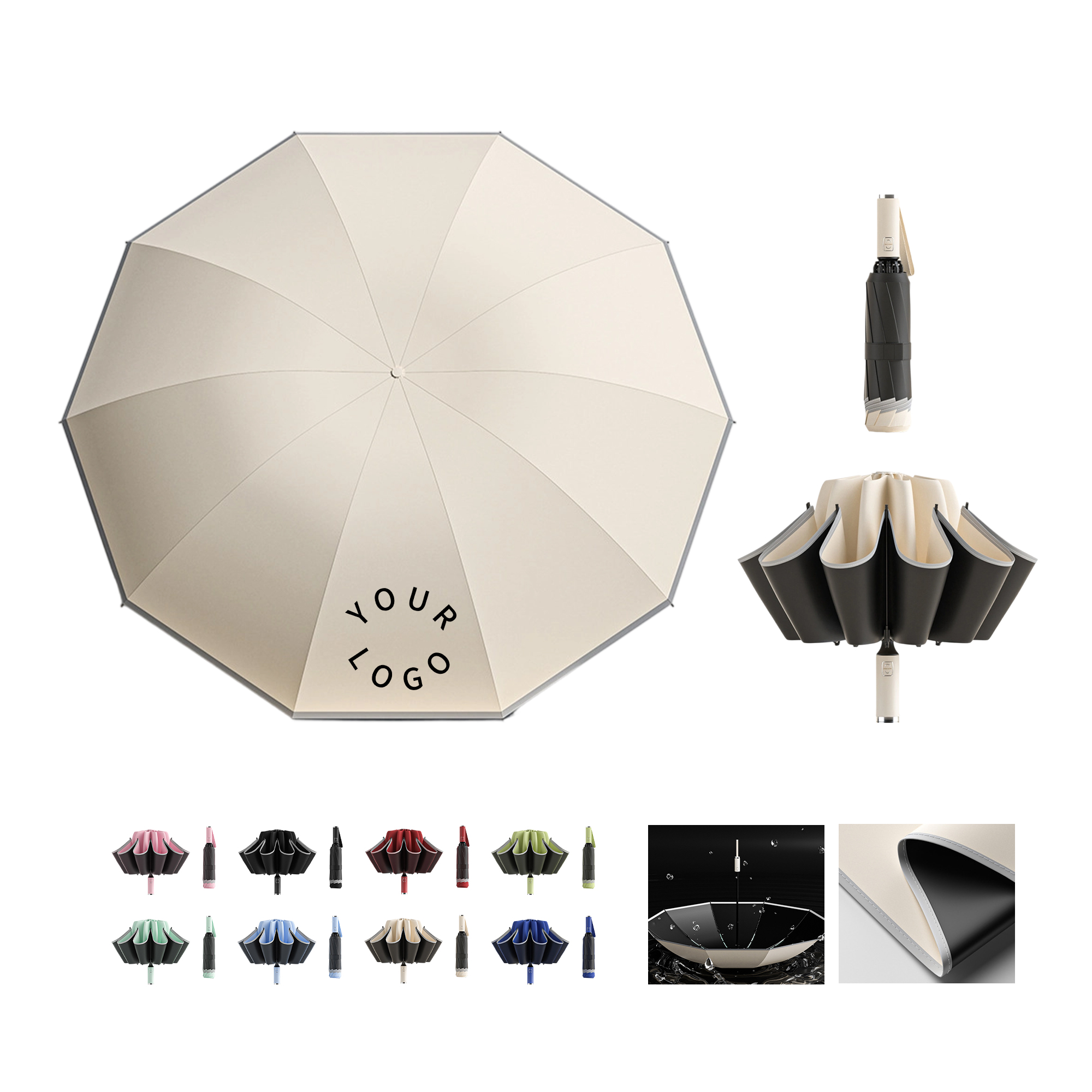 Inverted Automatic Umbrella 12 Rib 41.5" Canopy 6