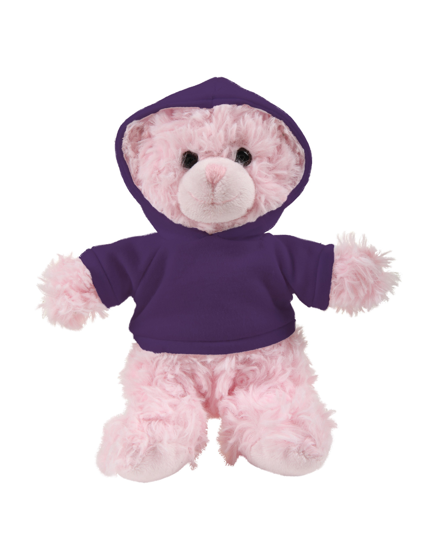 soft plush  Pink Curly Sitting Bear with hoodie 8