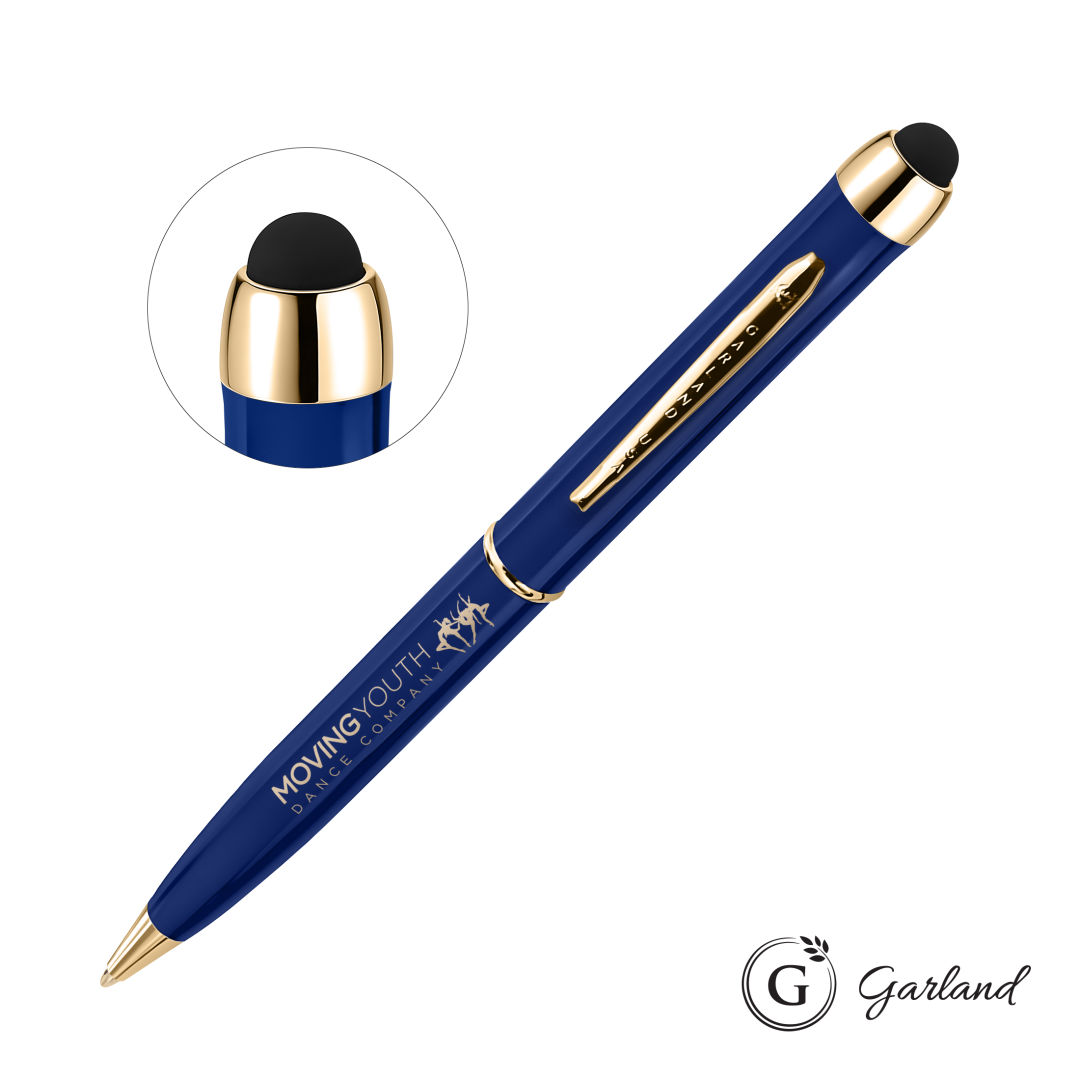 Garland® Stylus High Gloss Ballpoint Twist Pen - Gold Accent 4