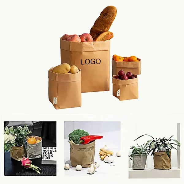 Reusable Kraft Paper Storage Bags - Eco-Friendly & Washable 4