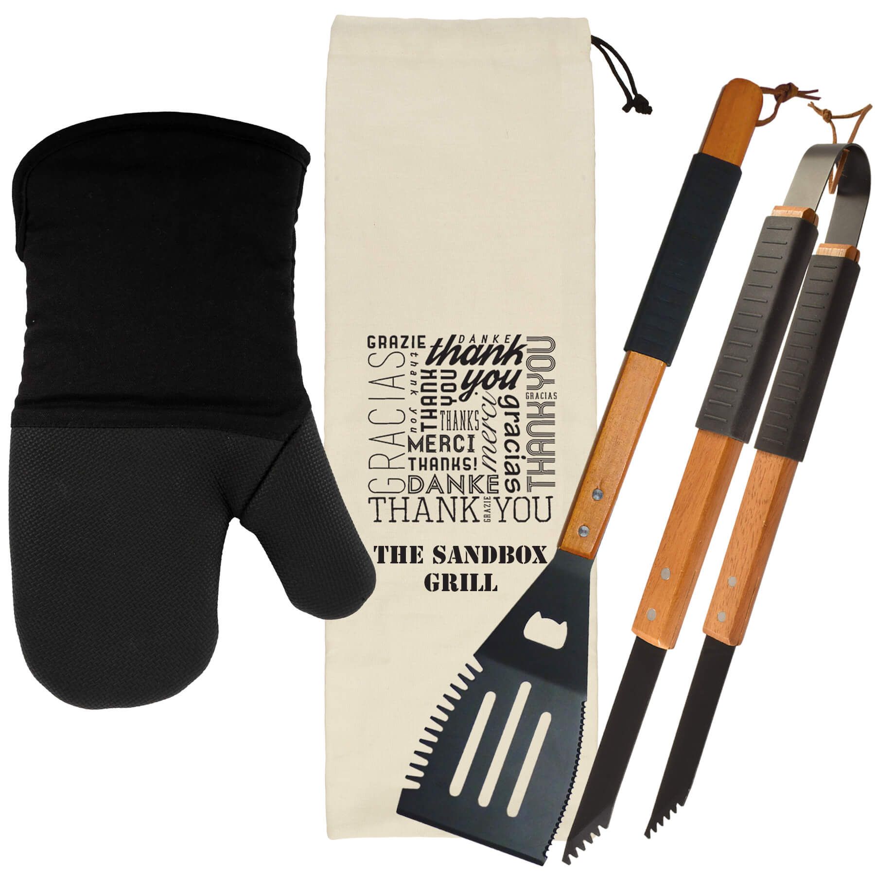 Wood BBQ Set with Mitt - Thank You 8
