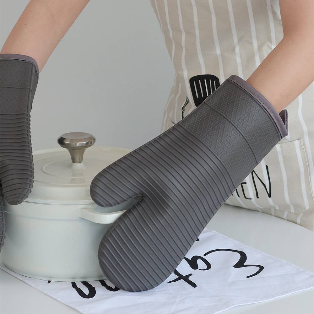 Kitchen Oven Ribbed Soft Silicone Mitt 4
