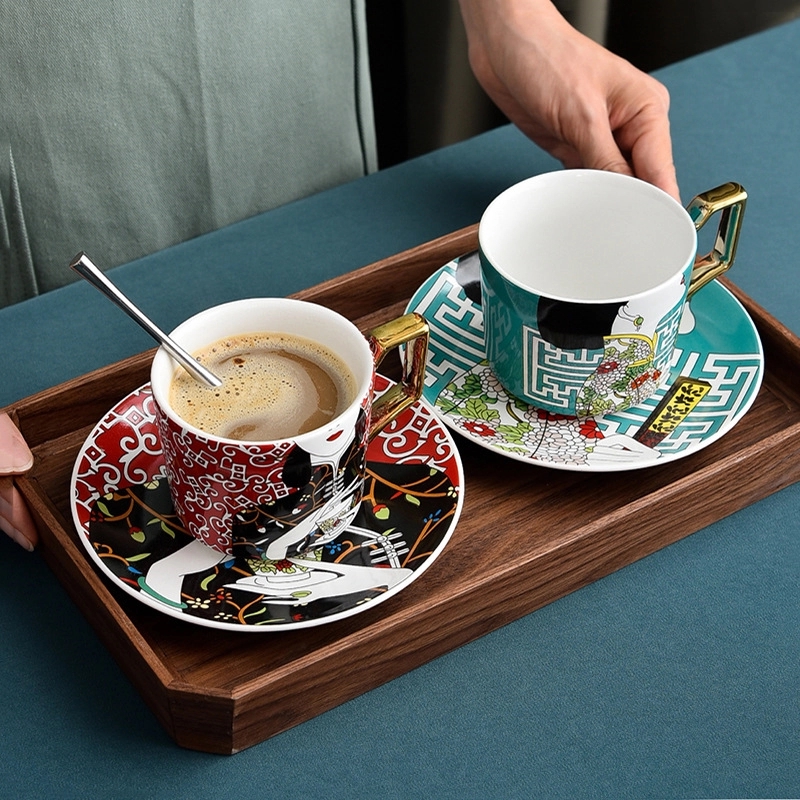 Custom 8 oz Ceramic Coffee Mug Saucer Set 1
