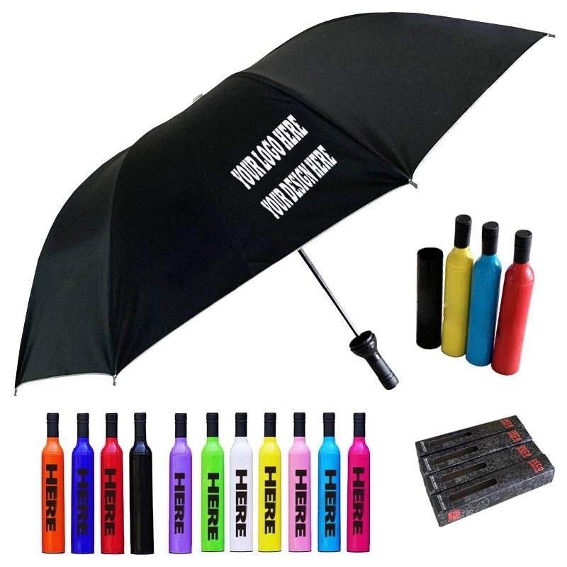 Wine Bottle Shape Folding Umbrella 1