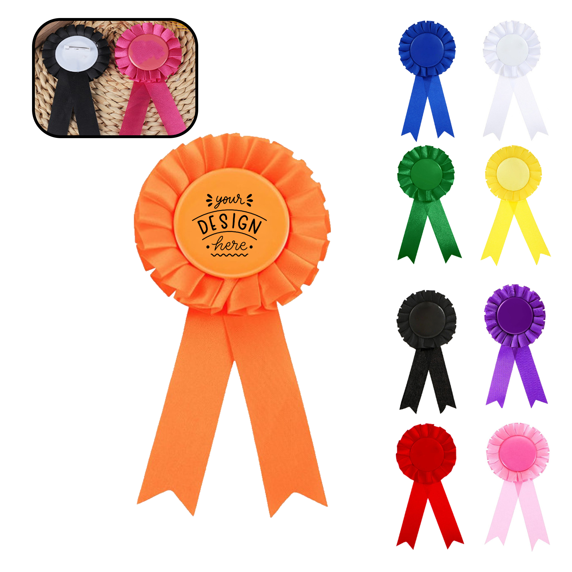 Festive Rosette Ribbon Badges 1