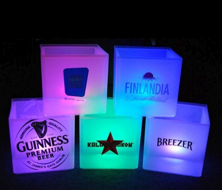 LED Luminous Beer Ice Bucket Barrel, Night Bar Beer Cooler 2