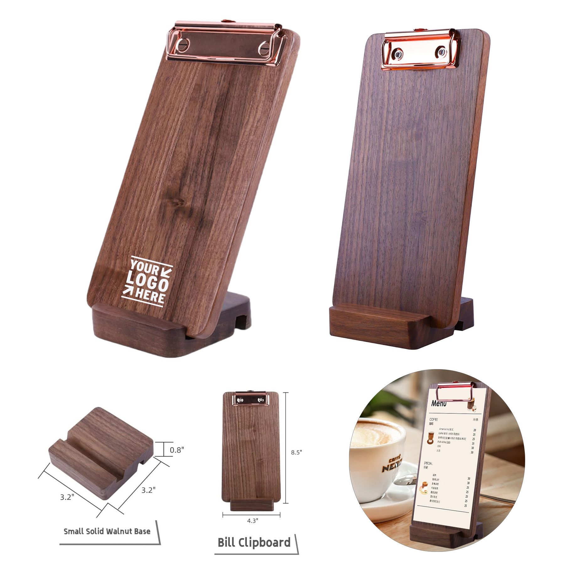 Walnut Wood Stand Set High Hardness Furniture Grade Material Small Clipboards
 1
