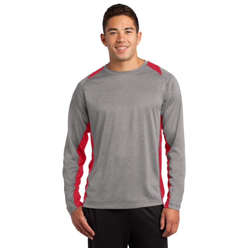 Sport-Tek Long Sleeve Heather Colorblock Contender Tee. 60