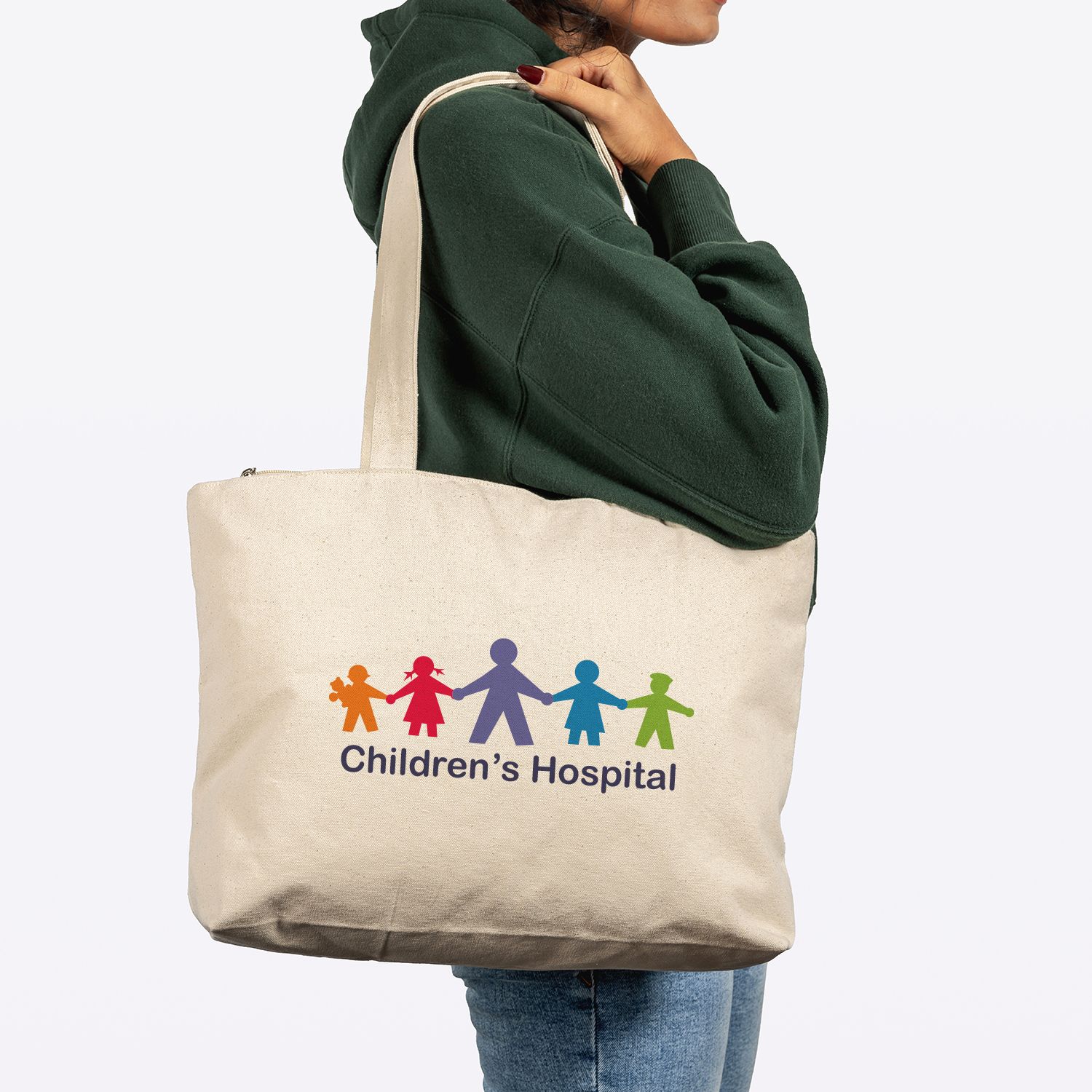 FULL COLOR ZIPPERED COTTON CANVAS TOTE 12 OZ