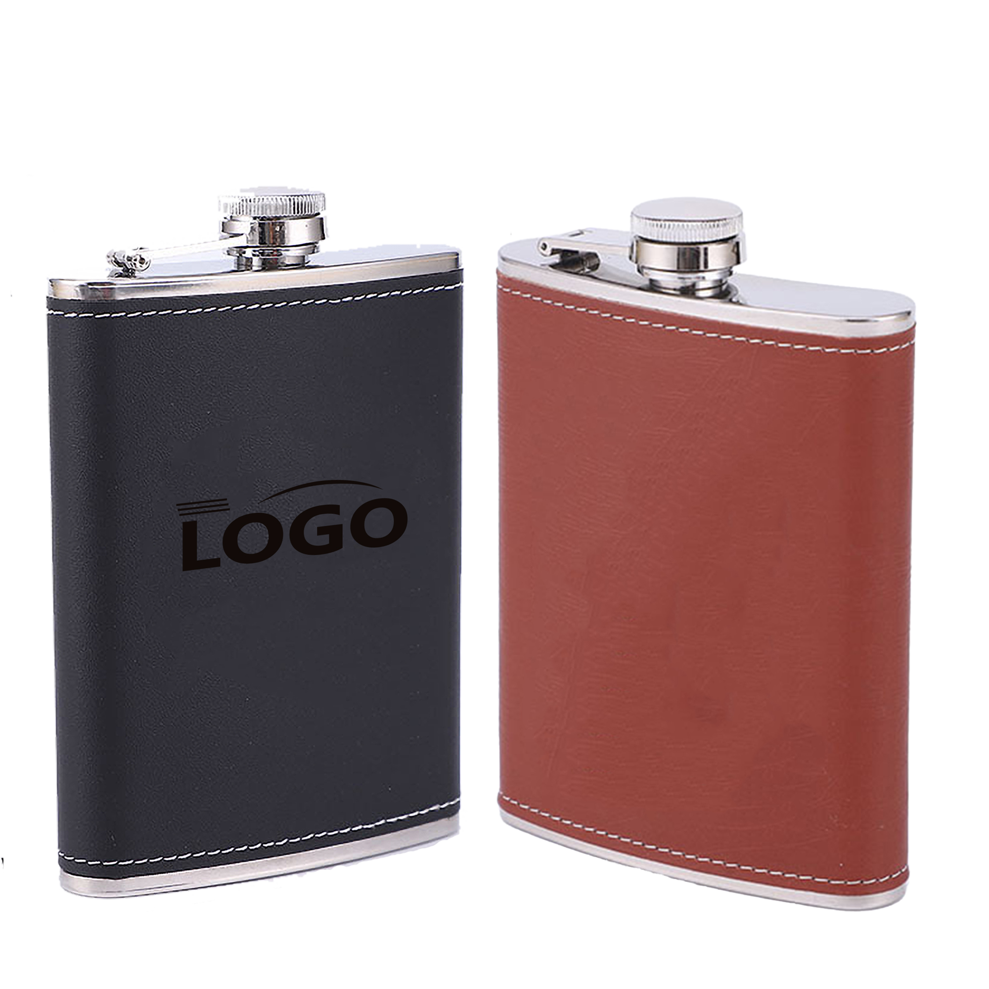 Steel Hip Flask with Eco Faux Leather Wrap Whiske Stainless 3