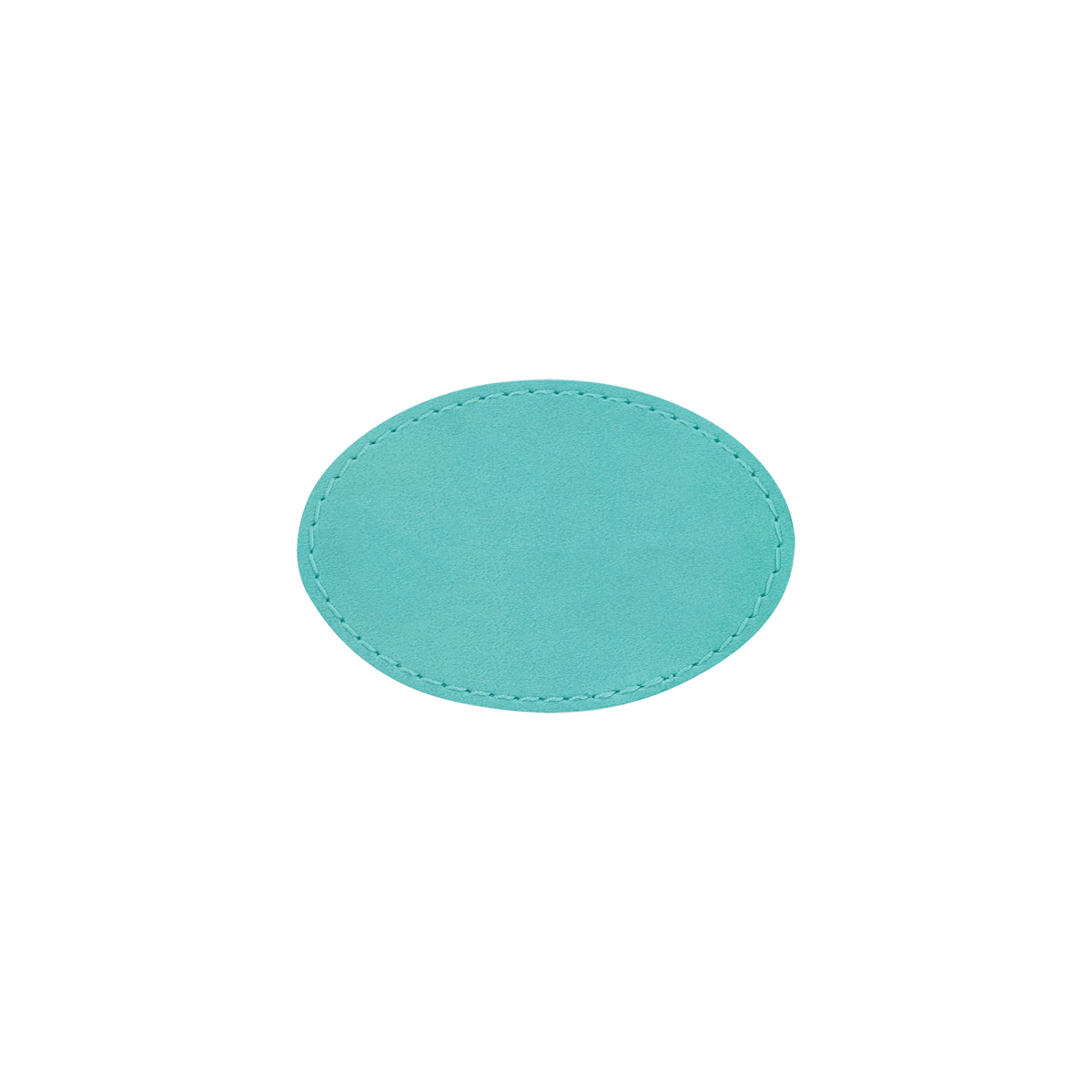 3" x 2" Teal Leatherette Oval Patch with Adhesive 2