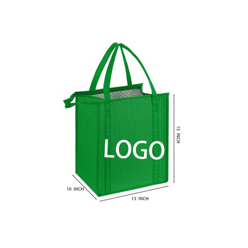 Green Insulated Non-Woven Tote Bag with Aluminum Foil Lining 1