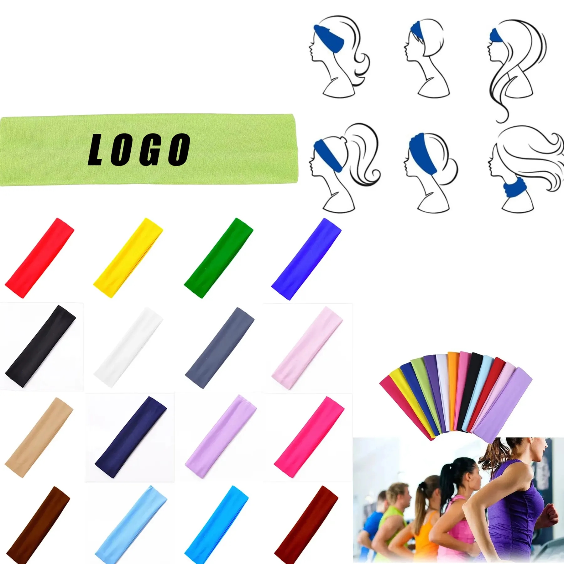 Solid High Stretch Headband Yoga Exercise Hair Accessories 2
