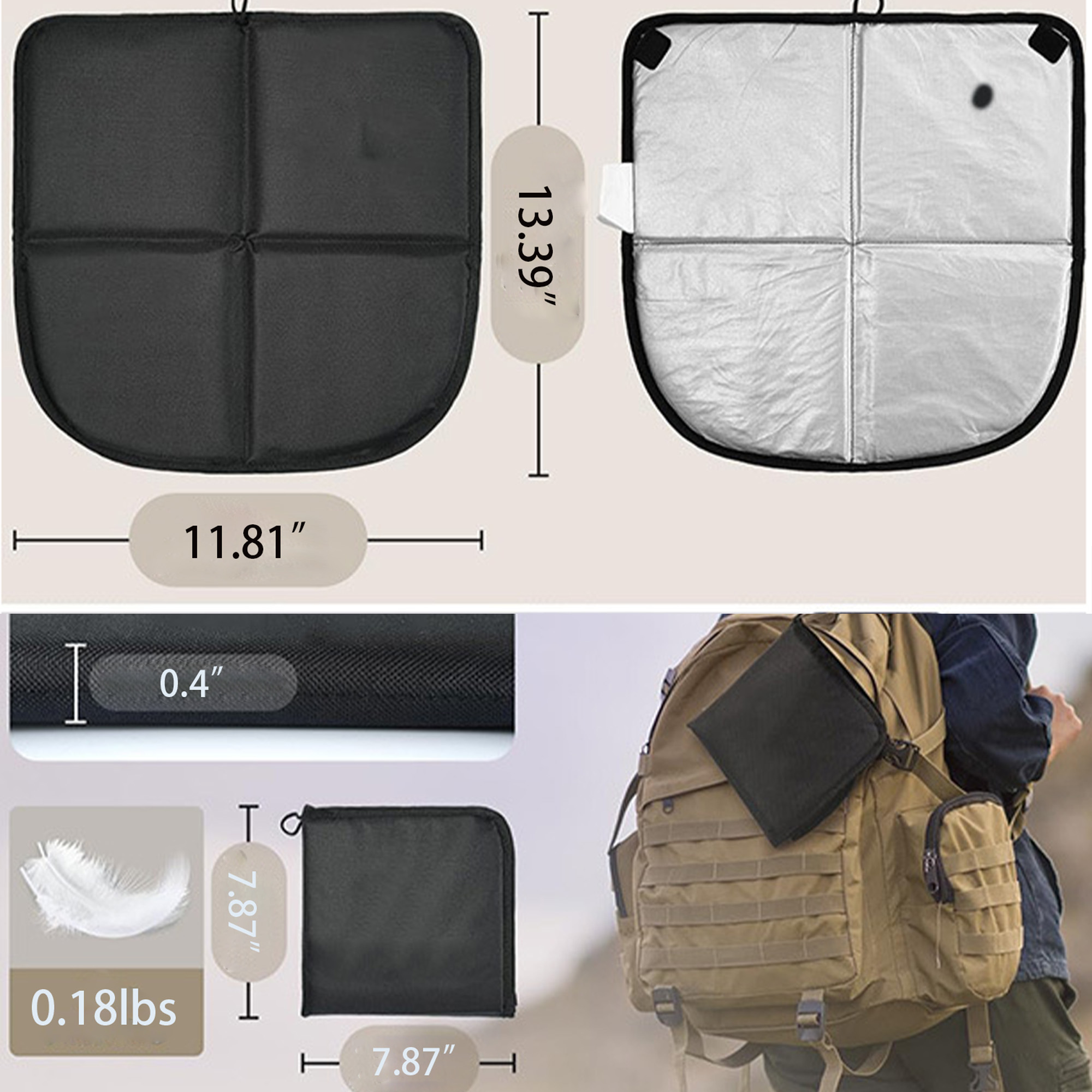Backpacking Beach Sit Pad with Climbing Carabiner 3