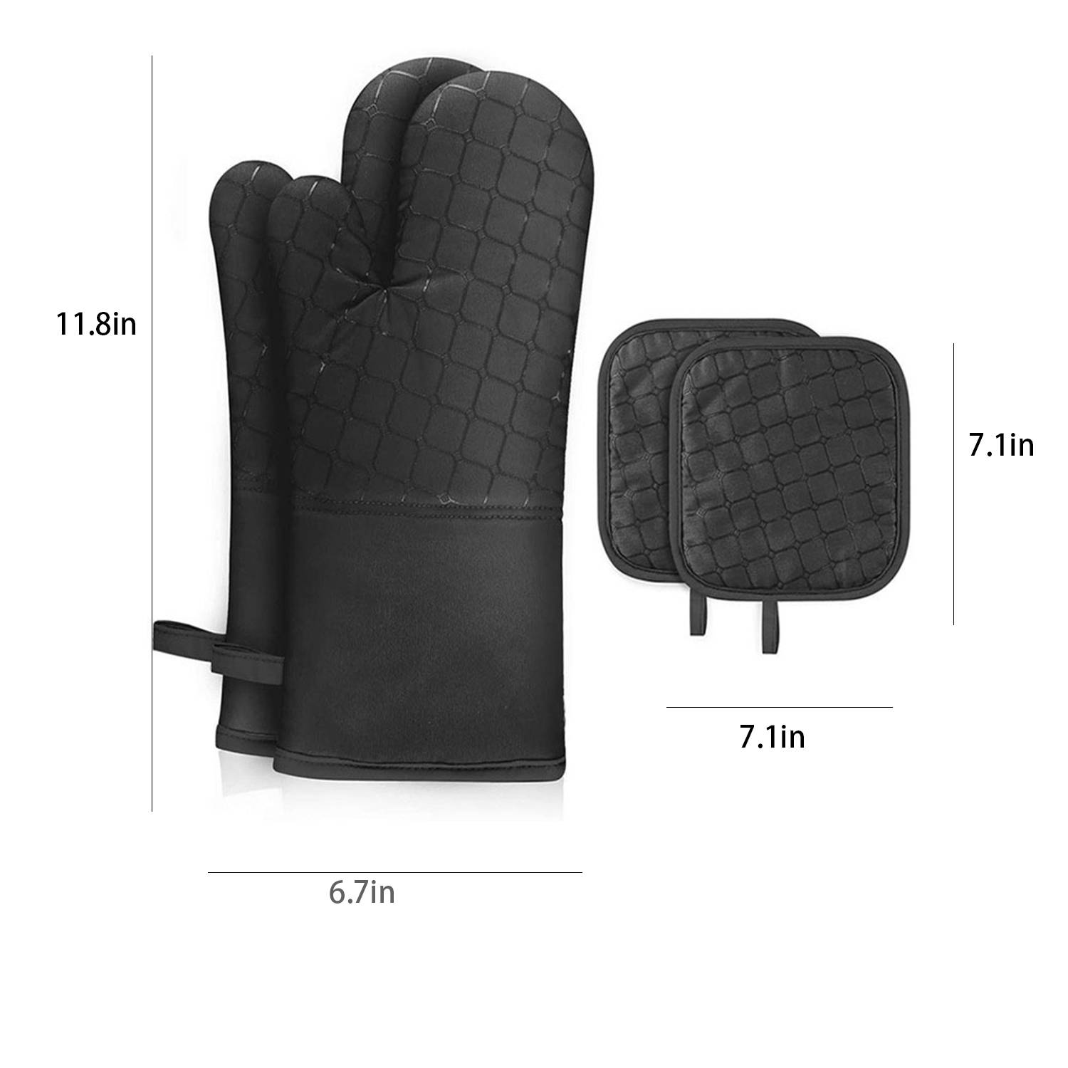 Heat Resistant Non Slip Silicone Oven Mitts Set 8