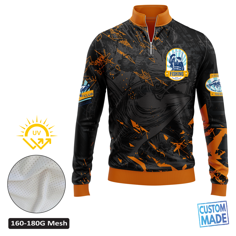 Sublimation 180G Mesh UPF 50+ Long Sleeve Fishing Quarter 3