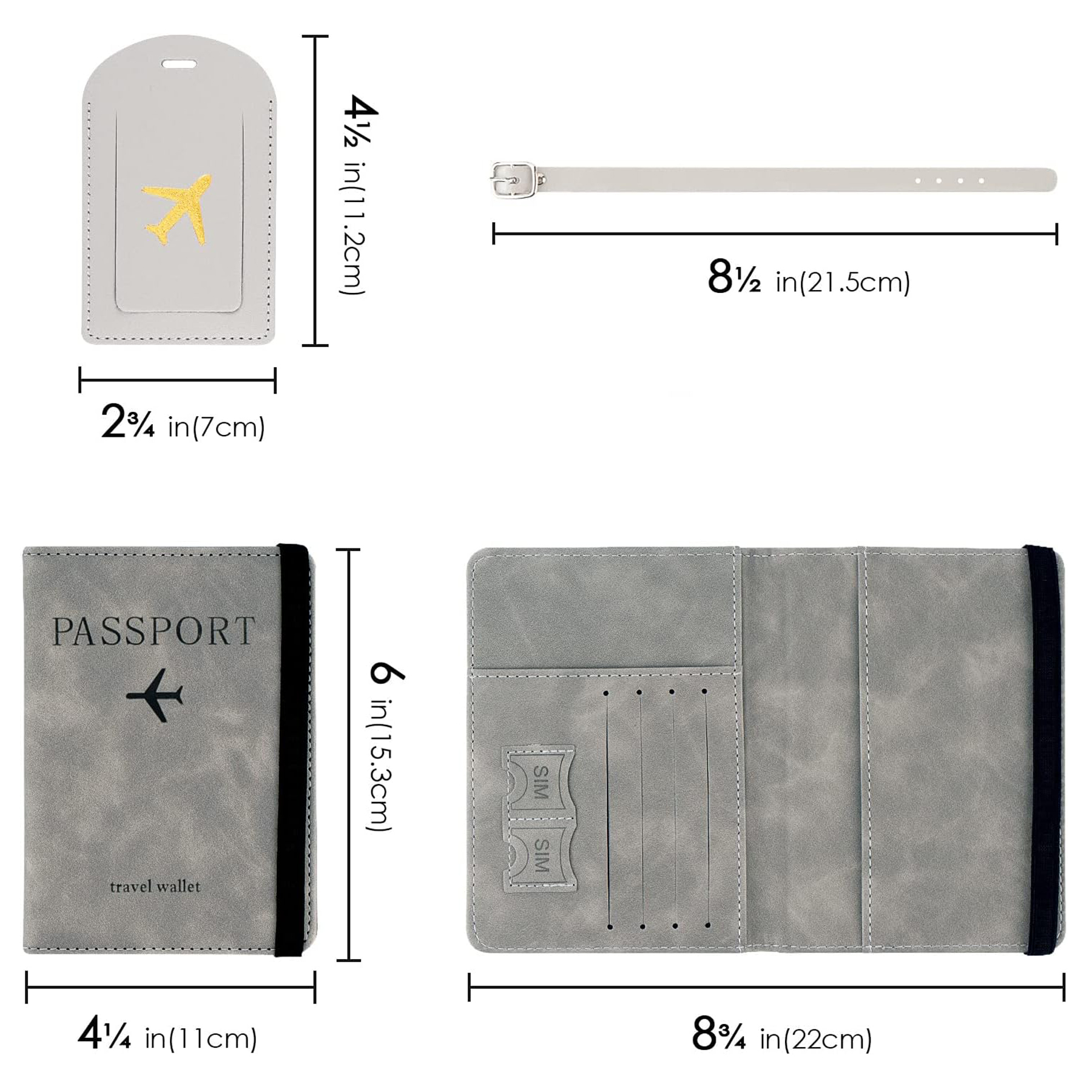 RFID Blocking Passport Holder and Luggage Tag Set 8