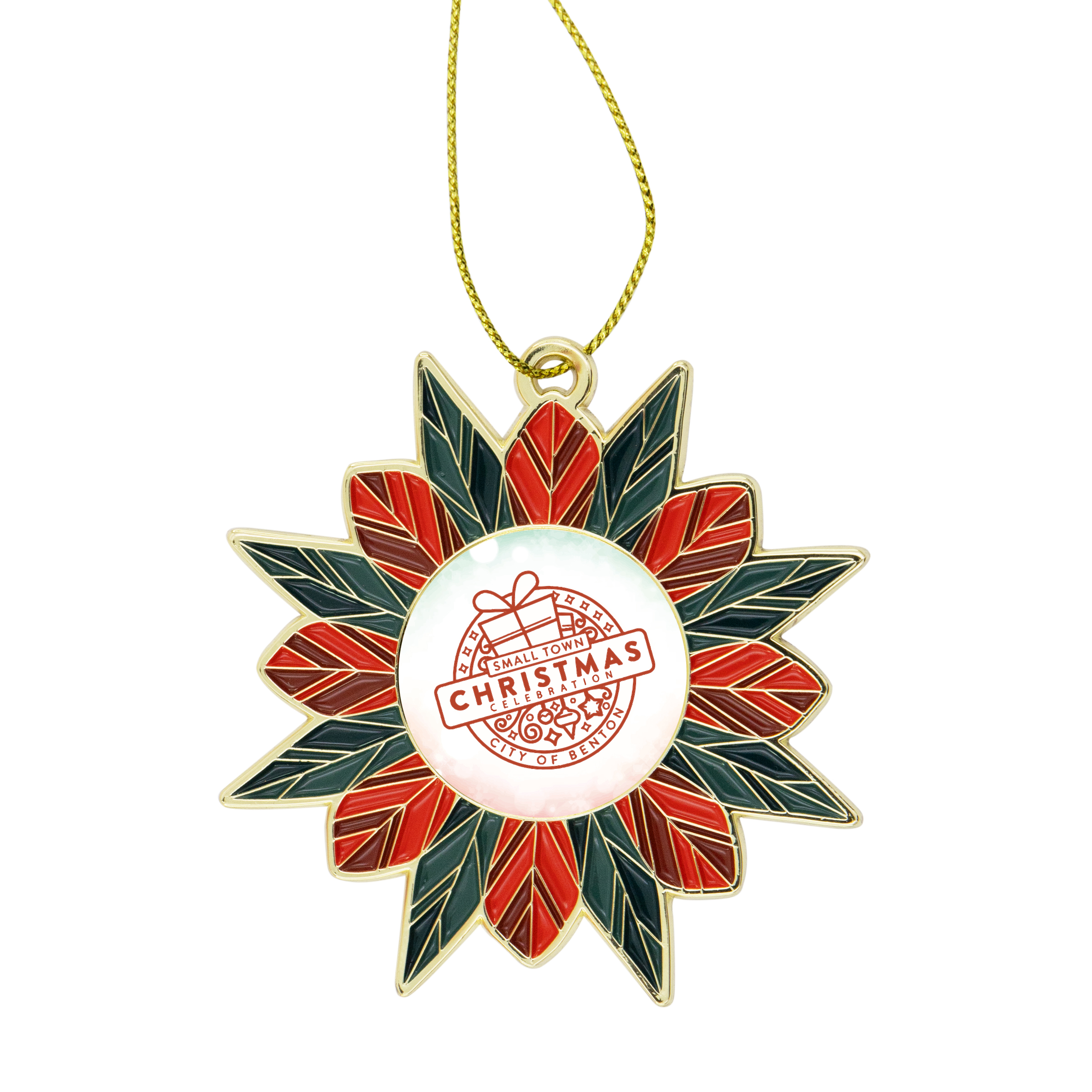 Modern Poinsettia Holiday Ornament 16