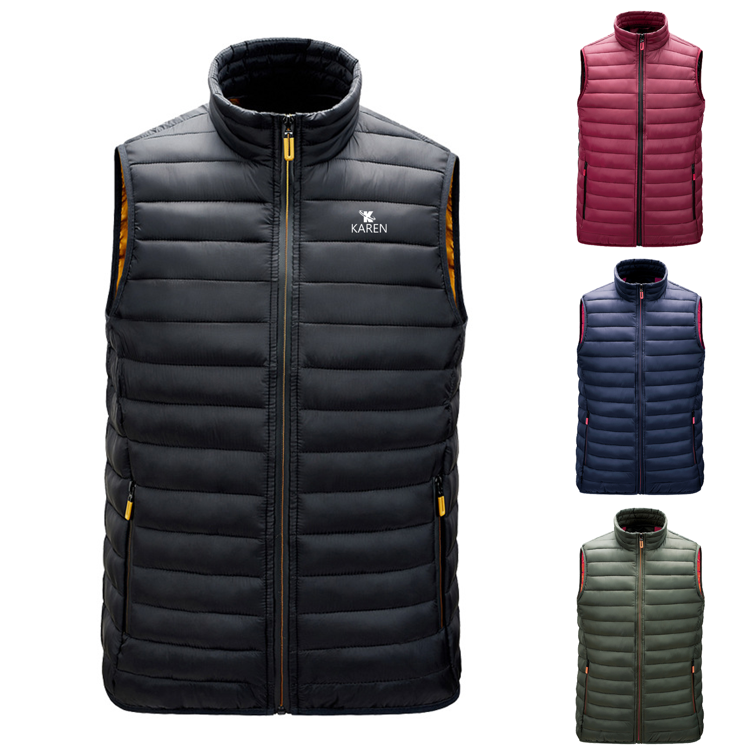 Men's Stand-up Collar Puffer Vest 3
