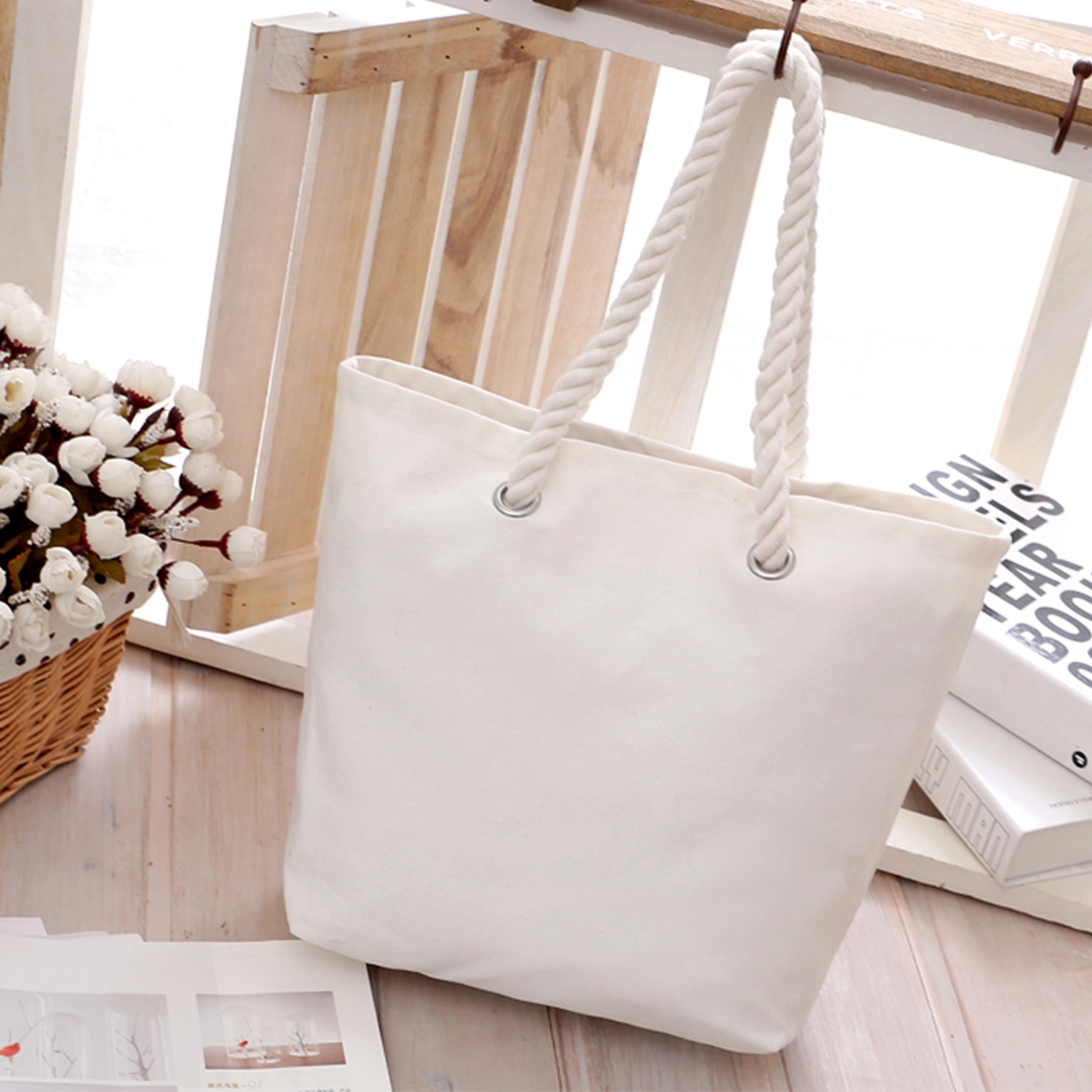 Custom Canvas Boat Tote, custom tote bag with logo imprint 1